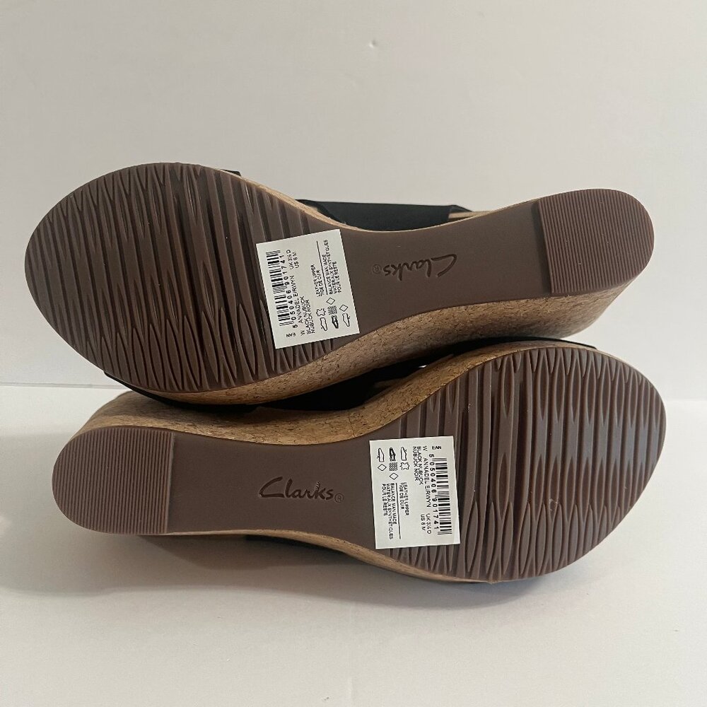 Clarks Annadel Eirwyn Suede Platform Comfort Wedge Cork Heel Sandal Black 6 - Picture 12 of 16